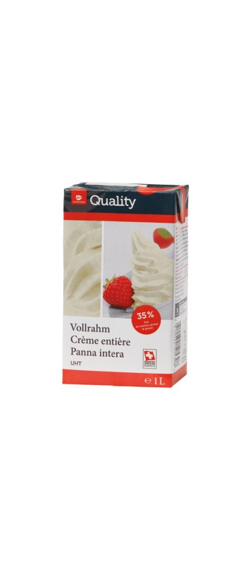 Vollrahm UHT Tetra 35 % Tetra
Panna intera uperizzata 35 %
QUALITY