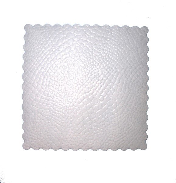 Tellerunterlagen weiss kroko,
Sottopiatti bianchi kroko, 
15x15 cm